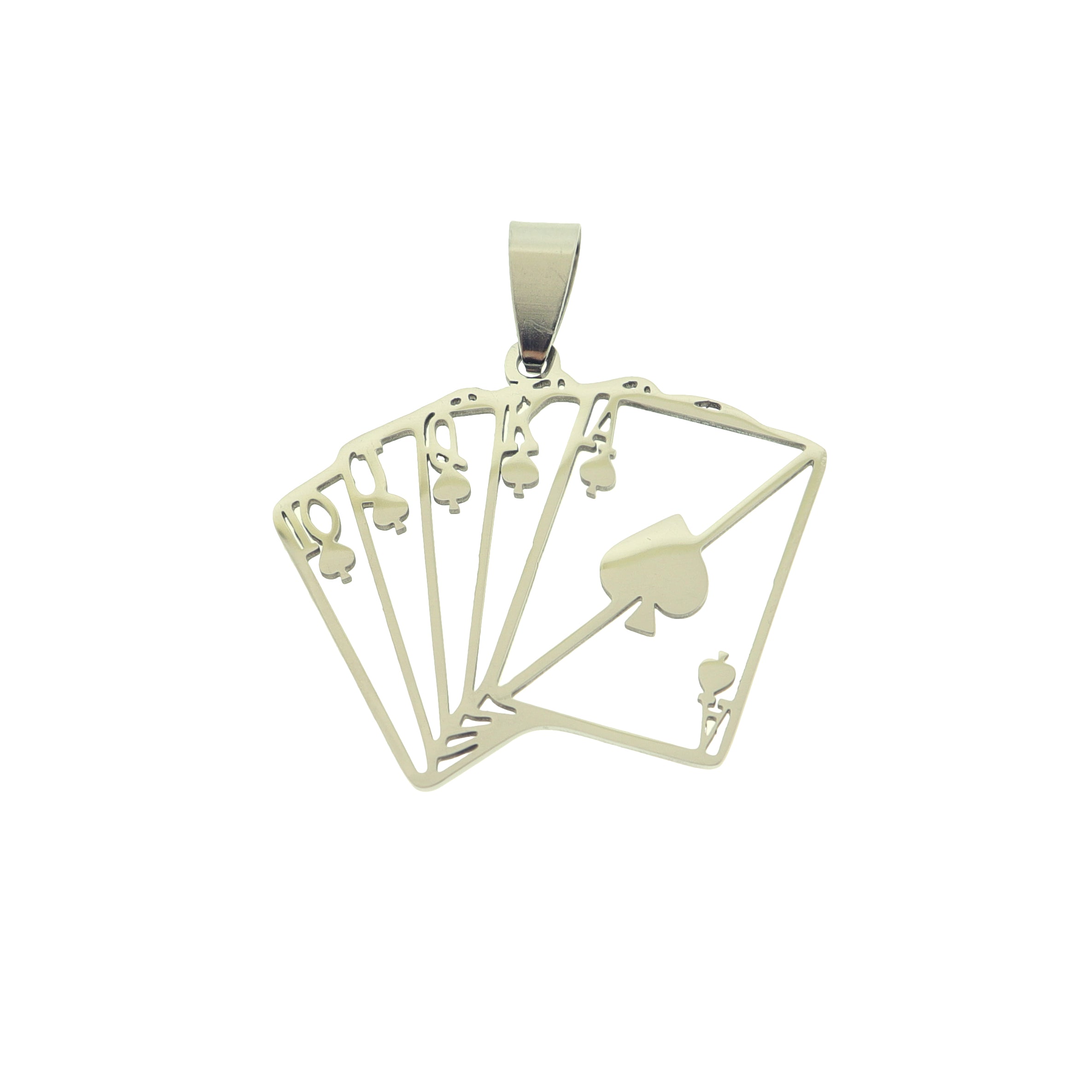 Playing Card Hollow Stainless Steel Charms - SSP736