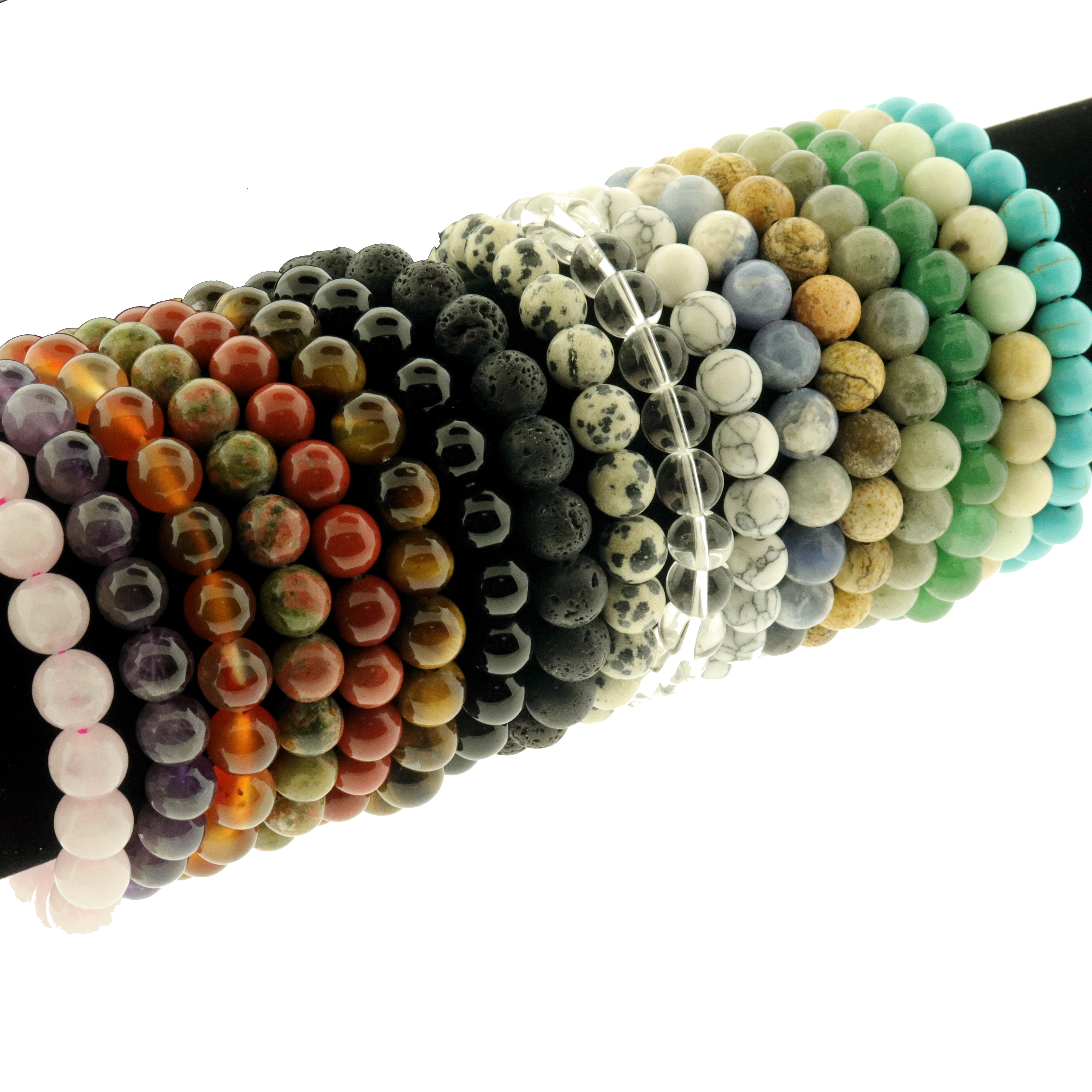 Polished Gemstone Beaded Bracelets - 8mm - Elastic - Choose from 17 Gemstones!