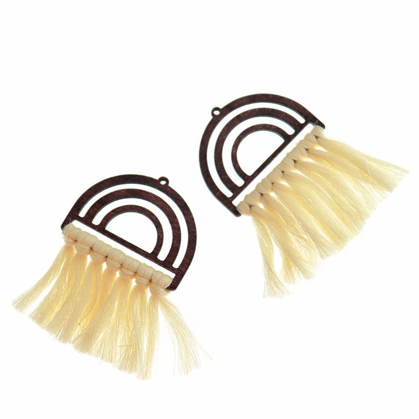 Pompons Éventail Polycoton - Bois Naturel et Jaune - 2 Pièces - TSP322