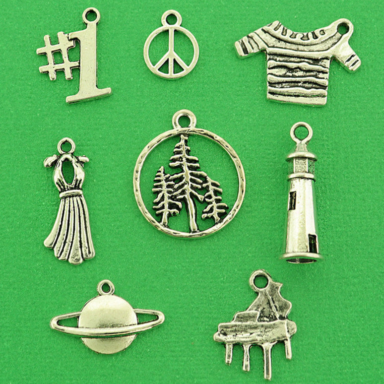 Pop Star Evermore Collection Antique Silver Tone 8 Different Charms - COL461