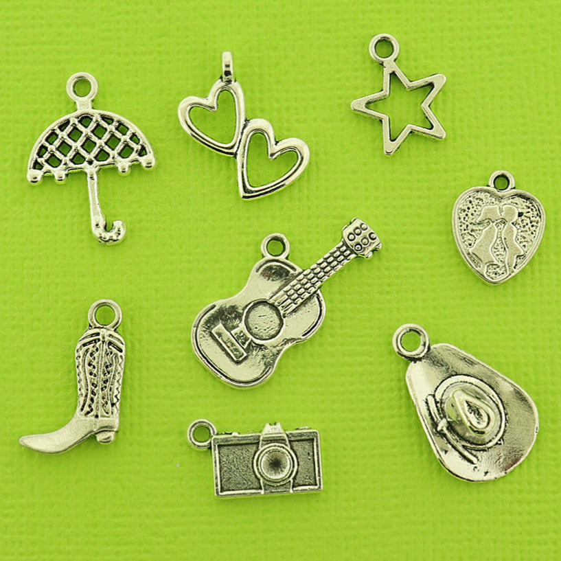 Pop Star Original Collection Antique Silver Tone 8 Different Charms - COL463