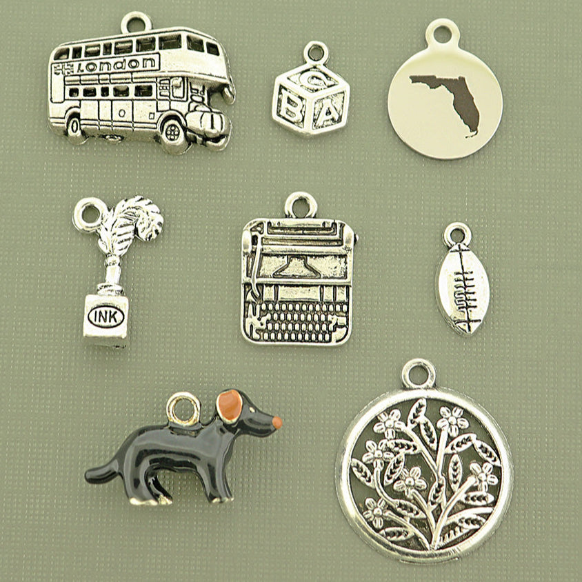 Pop Star Tortured Poets Collection Antique Silver Tone 8 Different Charms - COL466