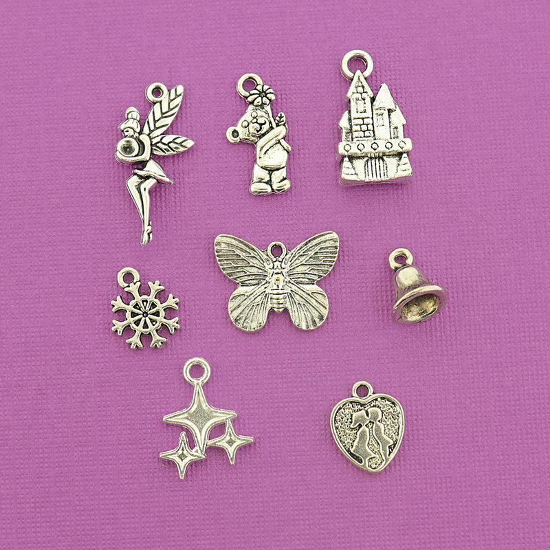 Pop Star Speak Collection Antique Silver Tone 8 Different Charms - COL468