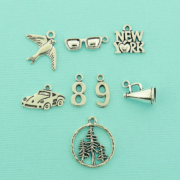 Pop Star 89 Collection Antique Silver Tone 8 Different Charms - COL459