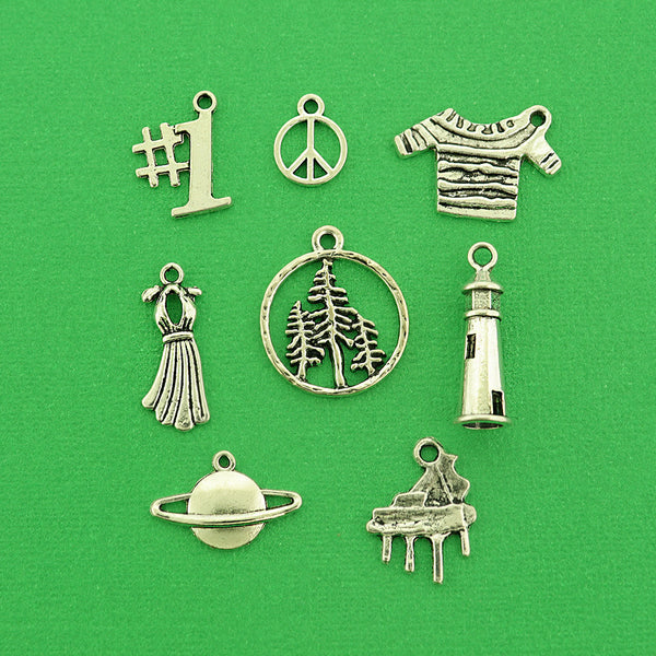 Pop Star Evermore Collection Antique Silver Tone 8 Different Charms - COL461