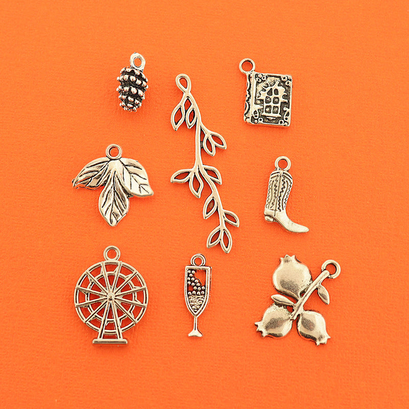 Pop Star Folklore Collection Antique Silver Tone 8 Different Charms - COL462