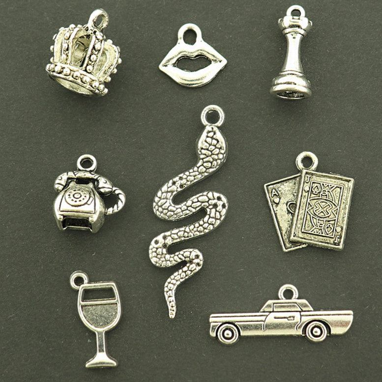 Pop Star Notorious Collection Antique Silver Tone 8 Different Charms - COL465