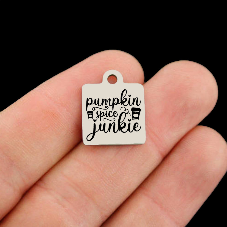 Pumpkin Spice Junkie Stainless Steel Charms - BFS013-8721