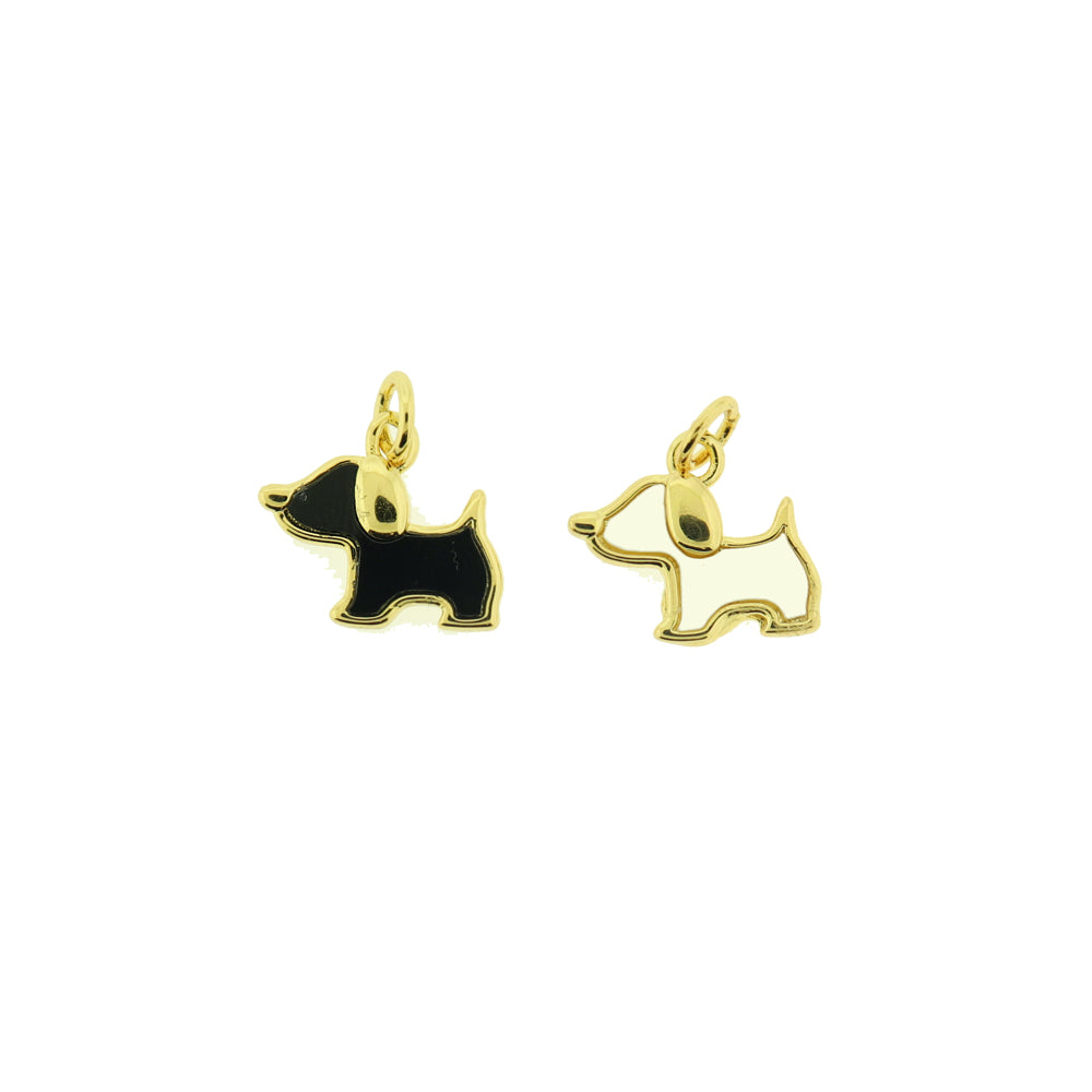 Puppy Gold Tone Enamel Brass Charm - Choose Your Color