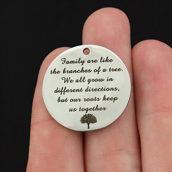 Family are like the branches of a tree... Stainless Steel 25mm Round Charms - BFS009-8238