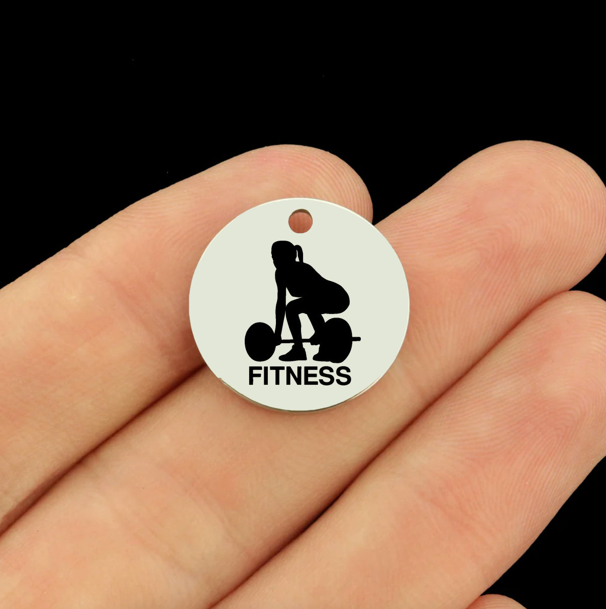 Fitness Stainless Steel 18mm Round Charms - Deadlift - BFS043-8767
