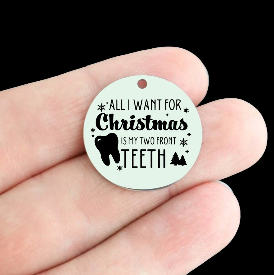 Charmes ronds de 25 mm en acier inoxydable de lumières de Noël - Ma couleur préférée est - BFS009-5717