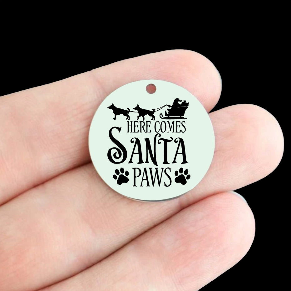 Charmes ronds de 25 mm en acier inoxydable de lumières de Noël - Ma couleur préférée est - BFS009-5717