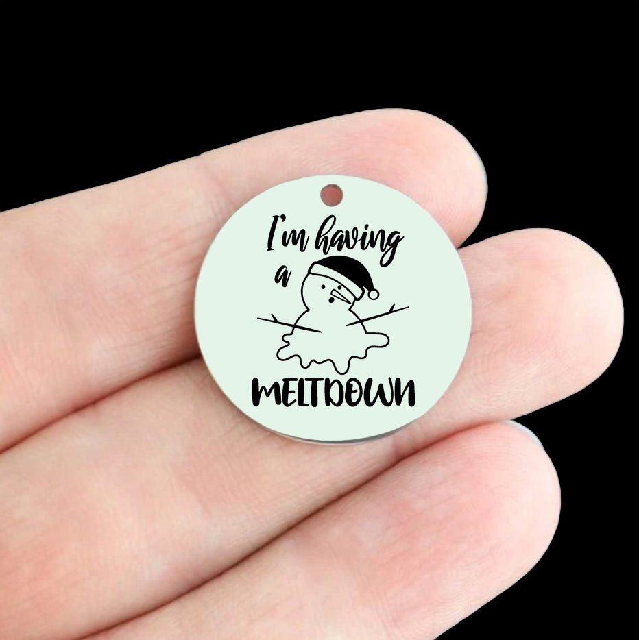 Charmes ronds de 25 mm en acier inoxydable de lumières de Noël - Ma couleur préférée est - BFS009-5717