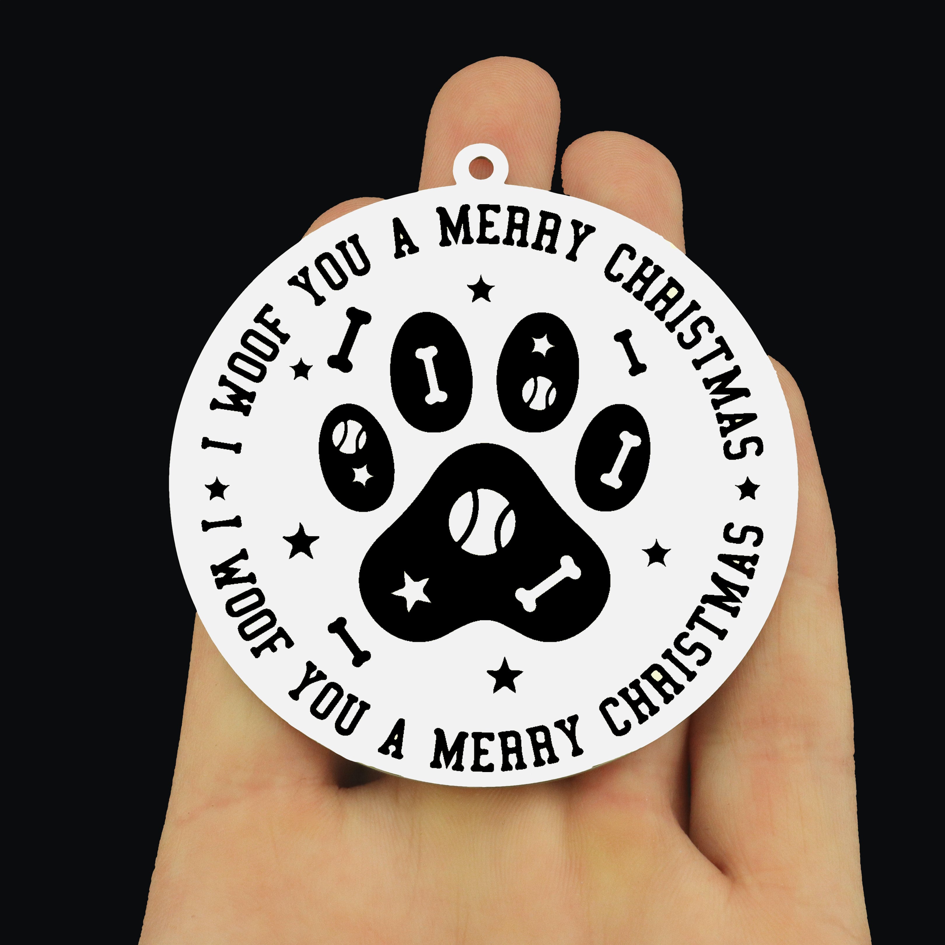 Dog Stainless Steel Christmas Ornament - I Woof You A Merry Christmas!