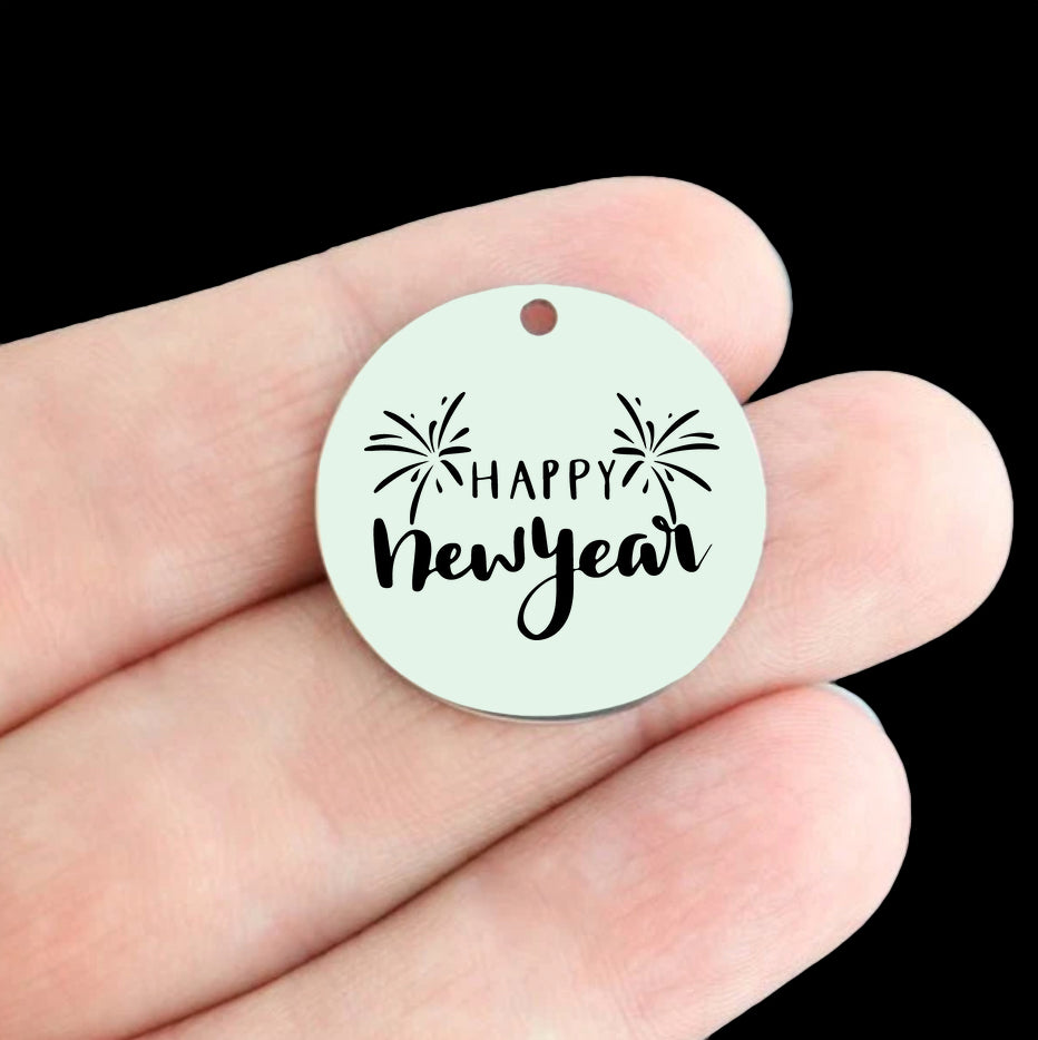 Collage d'Automne Breloques Rondes en Acier Inoxydable 25mm - BFS009-7919