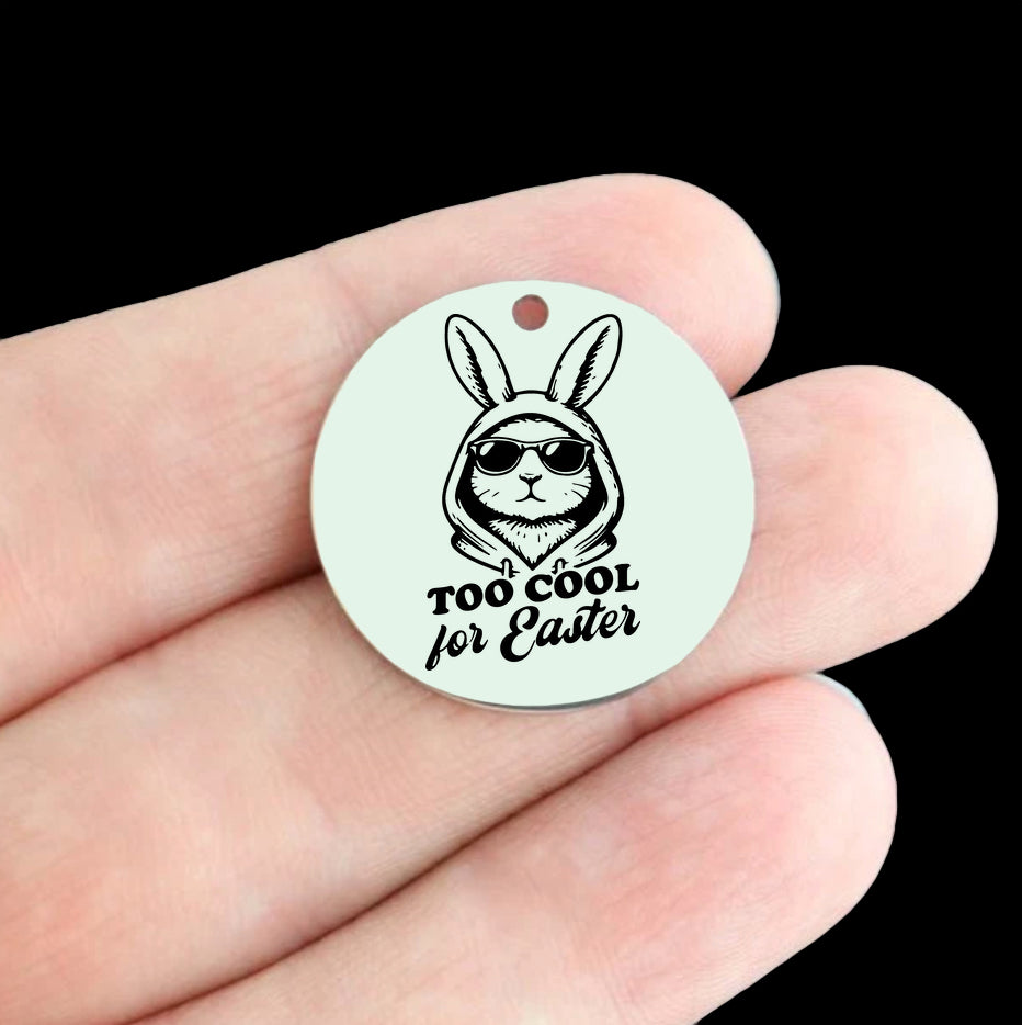 Too Cool For Easter Stainless Steel 25mm Round Charms - BFS009-8870