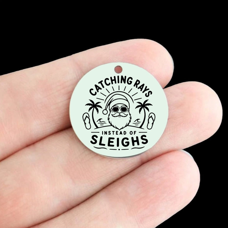 Christmas Stainless Steel 25mm Round Charms - Catching Rays