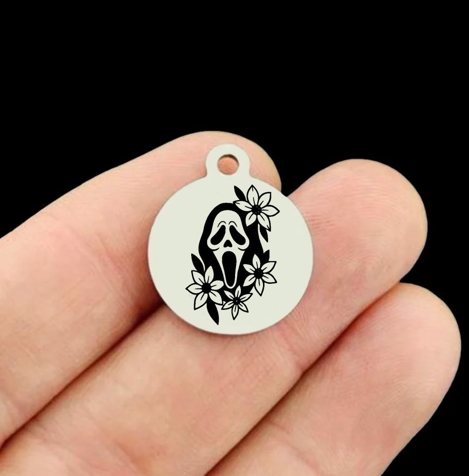 Halloween Stainless Steel Charms - Floral Scream Ghost