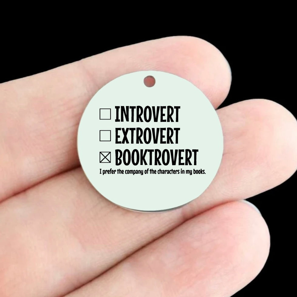 Booktrovert Stainless Steel 25mm Round Charms - I Prefer the Company of...