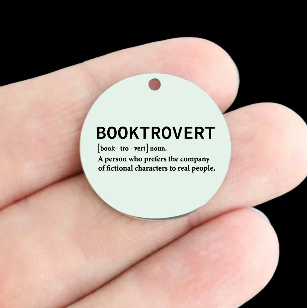 Booktrovert Stainless Steel 25mm Round Charms - I Prefer the Company of Fictional Characters