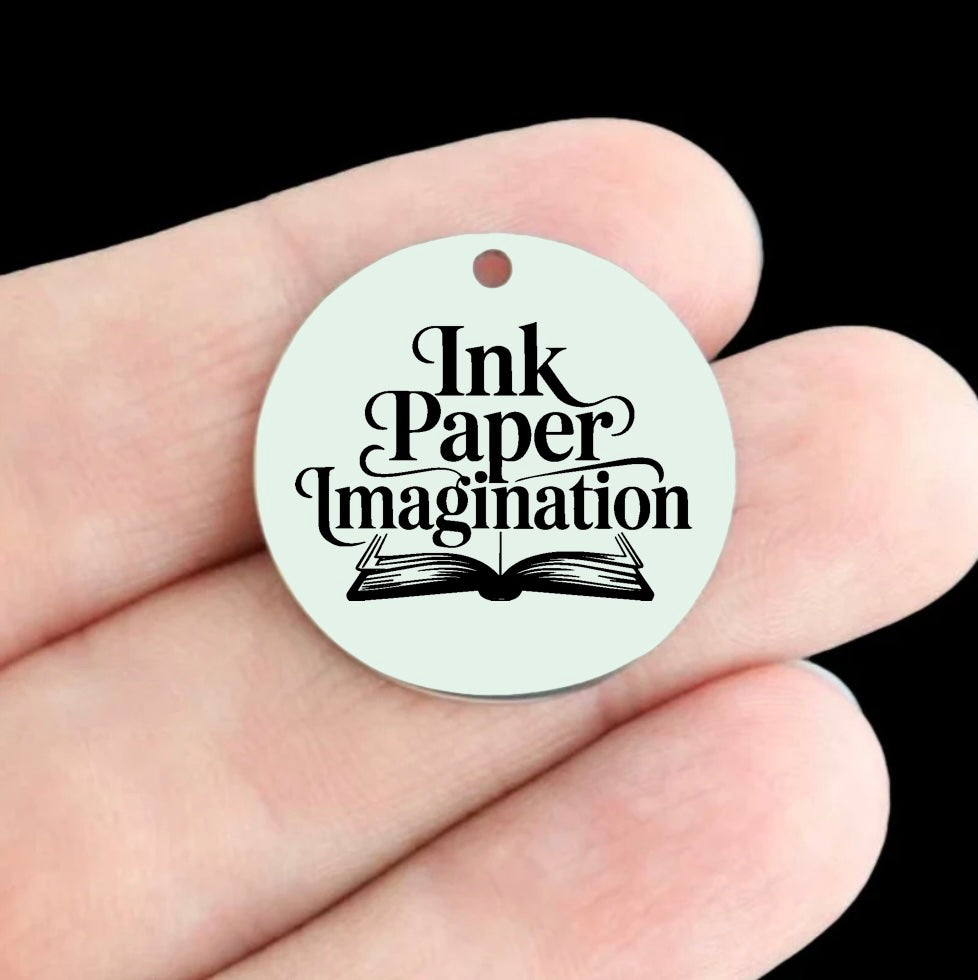 Reading Stainless Steel 25mm Round Charms - Ink Paper Imagination