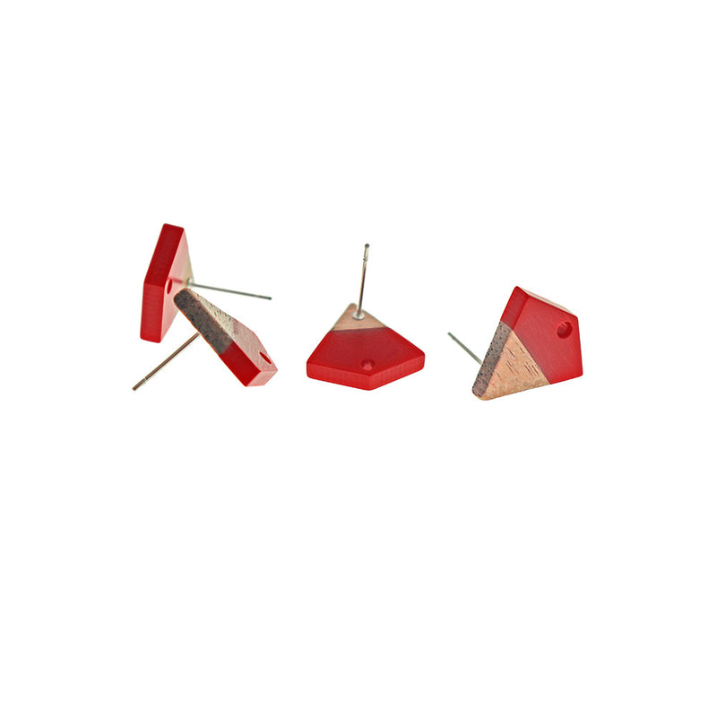 Wood Stainless Steel Earrings - 1 Pair - Kite Style - 16 Colors Available!