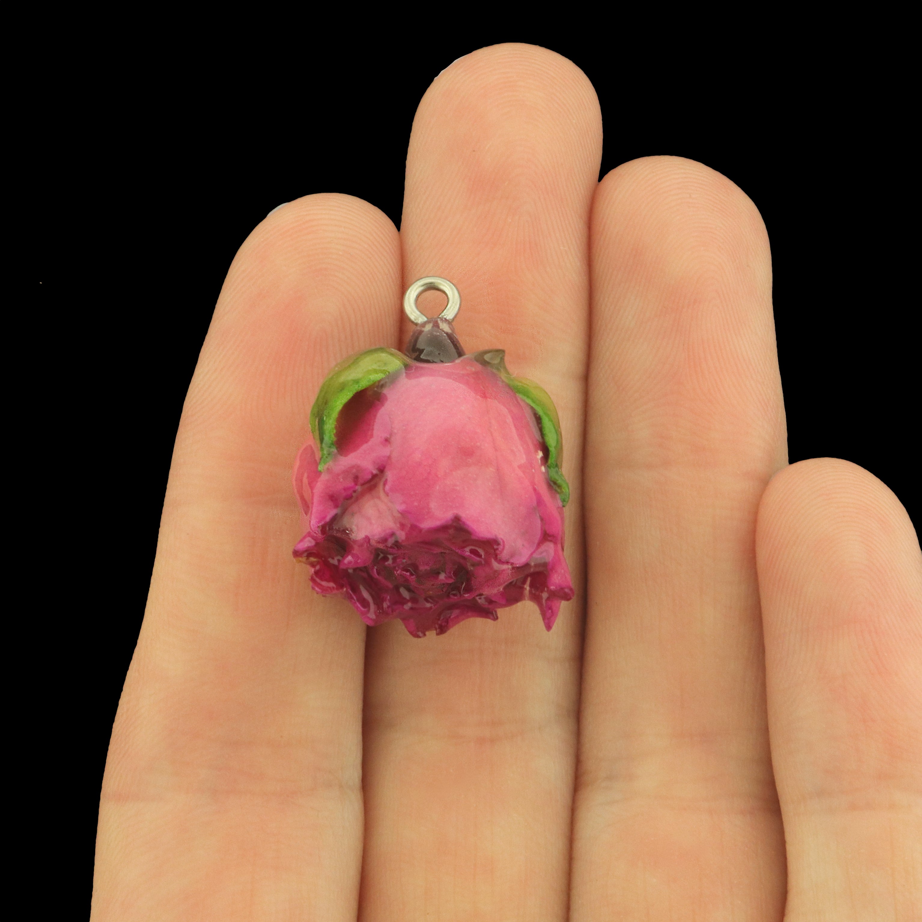 Real Flower Fuchsia Resin 3D Pendant - K709