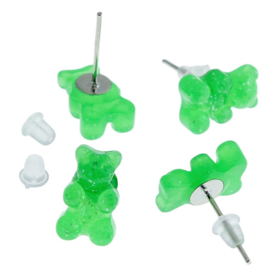 Boucles d'oreilles en résine - Clous d'ours en bonbon bleu - 12 mm x 8 mm - 2 pièces 1 paire - ER385