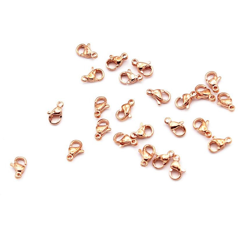 10 fermoirs mousquetons hypoallergéniques en acier inoxydable - Choisissez votre taille et votre couleur !