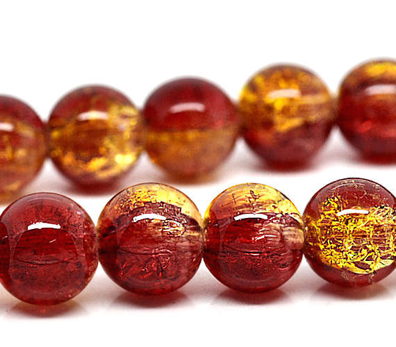 Round Crackle Glass Beads - 10mm - 1 Strand ~85 Beads - Choose Your Color!