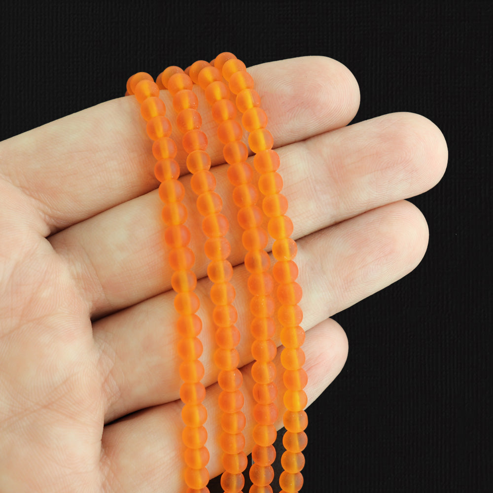 Round Cultured Sea Glass Beads - 4mm - 1 Strand 48 Beads - Choose Your Color!