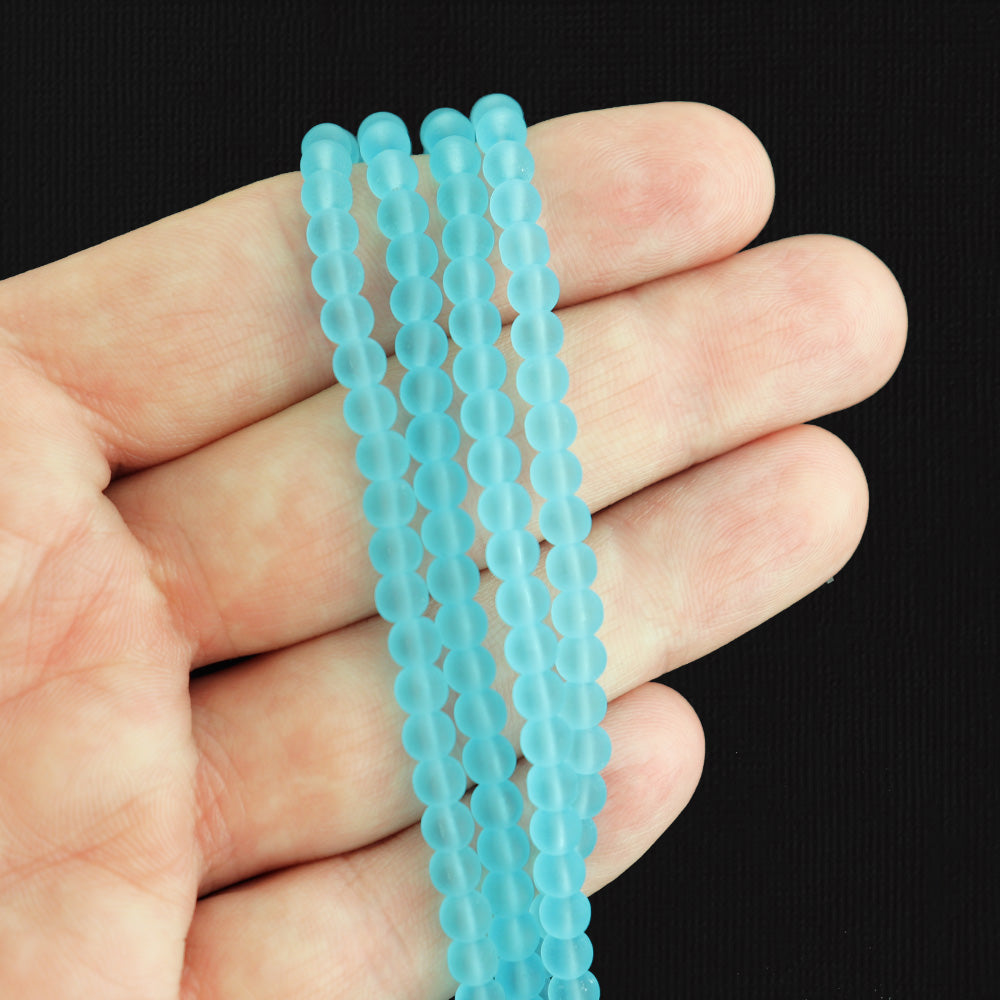 Round Cultured Sea Glass Beads - 4mm - 1 Strand 48 Beads - Choose Your Color!