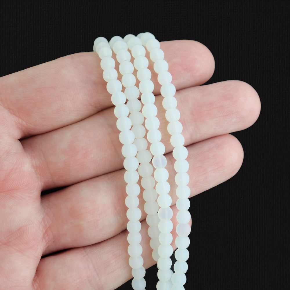 Round Cultured Sea Glass Beads - 4mm - 1 Strand 48 Beads - Choose Your Color!