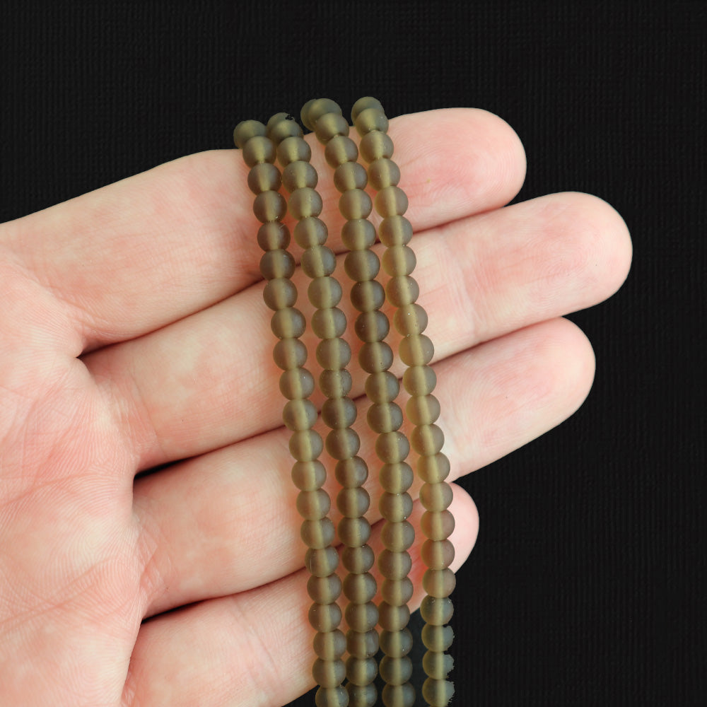 Round Cultured Sea Glass Beads 4mm - Frosted - 1 Strand 48 Beads - Choose Your Color!