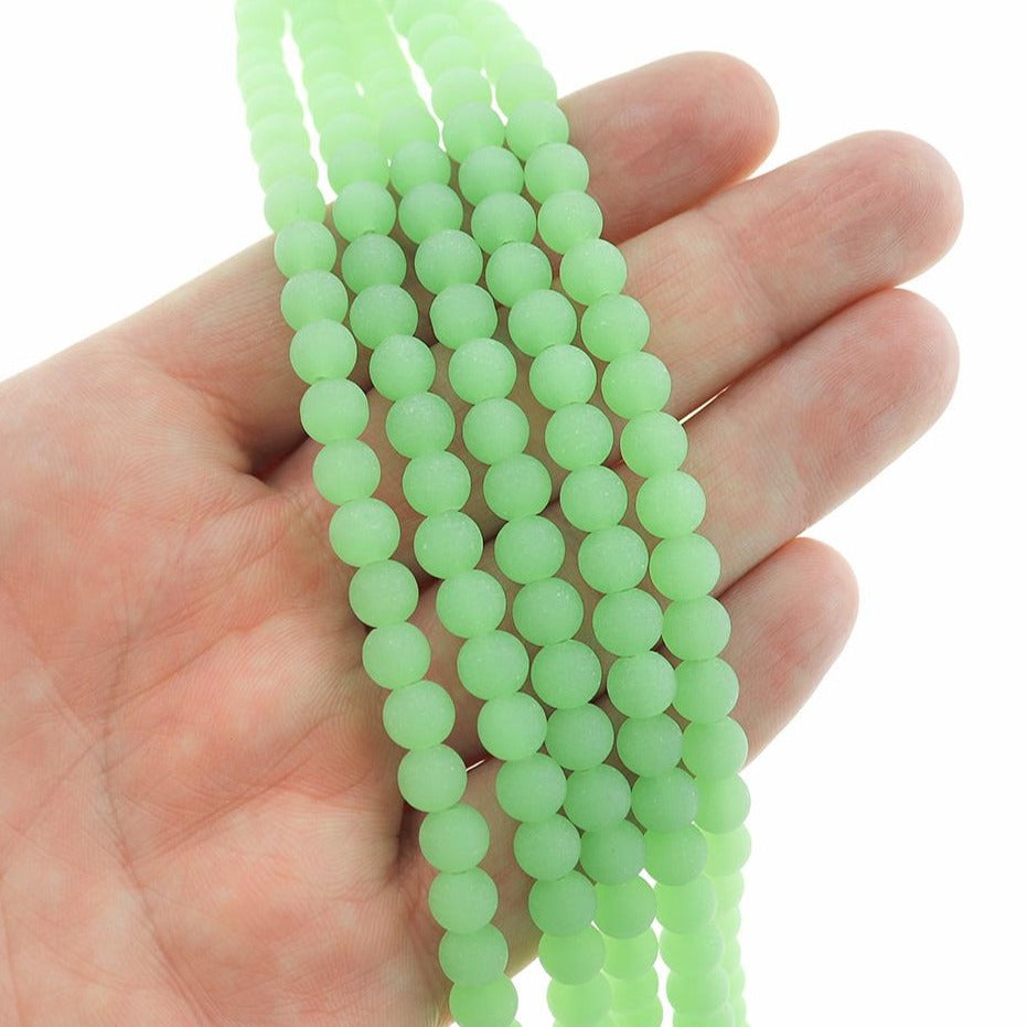 Round Cultured Sea Glass Beads - 6mm - 1 Strand 32 Beads - Choose Your Color!