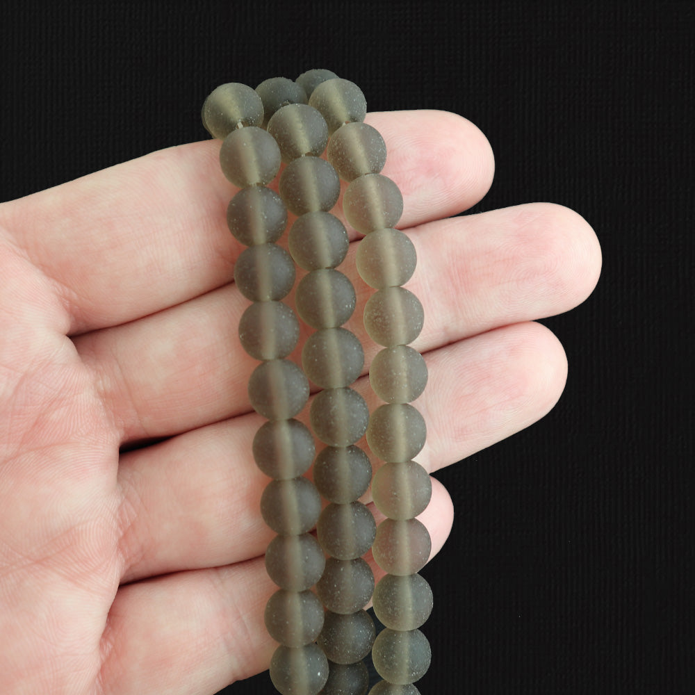 Round Cultured Sea Glass Beads - 8mm - Frosted - 1 Strand 24 Beads - Choose Your Color!