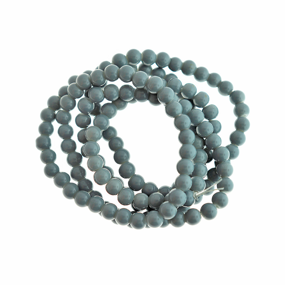 Round Glass Beads 6mm - Dove Grey - 1 Strand 133 Beads - BD2752