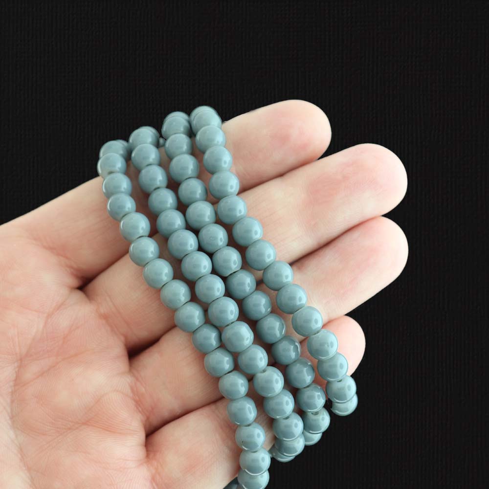 Round Glass Beads 6mm - Dove Grey - 1 Strand 133 Beads - BD2752