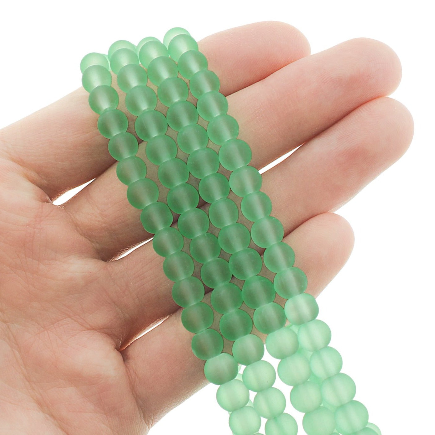 Round Glass Beads - 6mm - Frosted - 1 Strand 140 Beads - Choose Your Color!