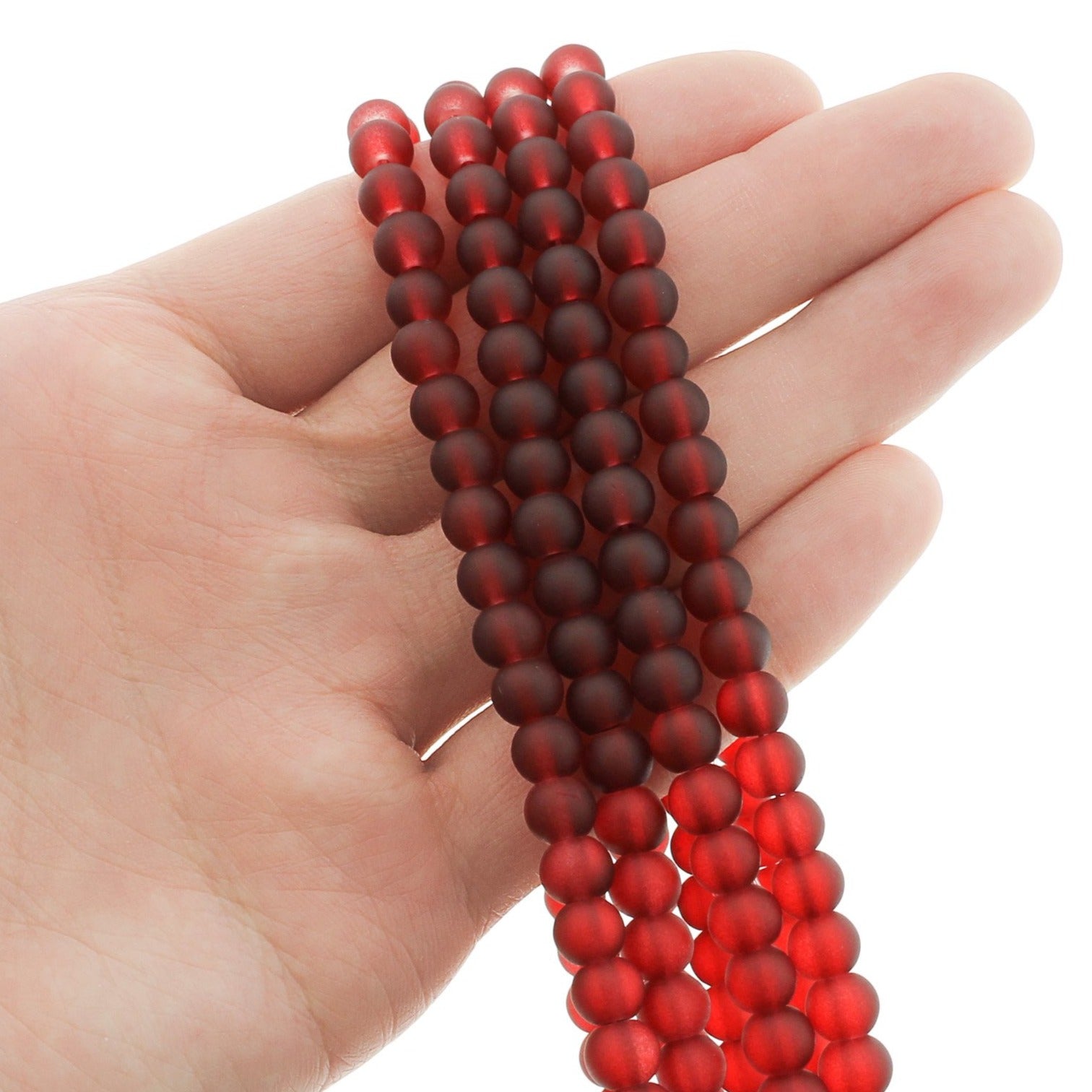 Round Glass Beads - 6mm - Frosted - 1 Strand 140 Beads - Choose Your Color!