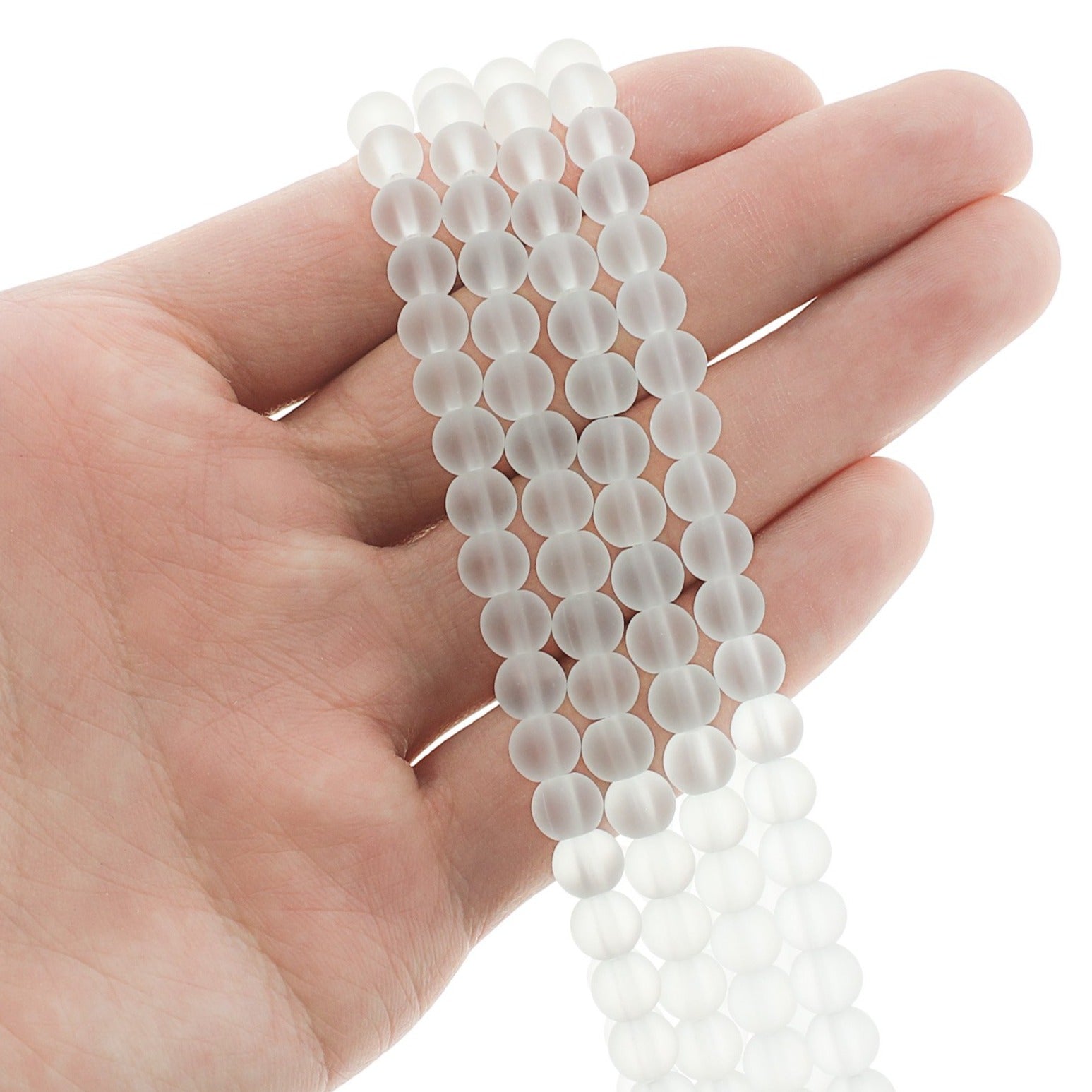 Round Glass Beads - 6mm - Frosted - 1 Strand 140 Beads - Choose Your Color!