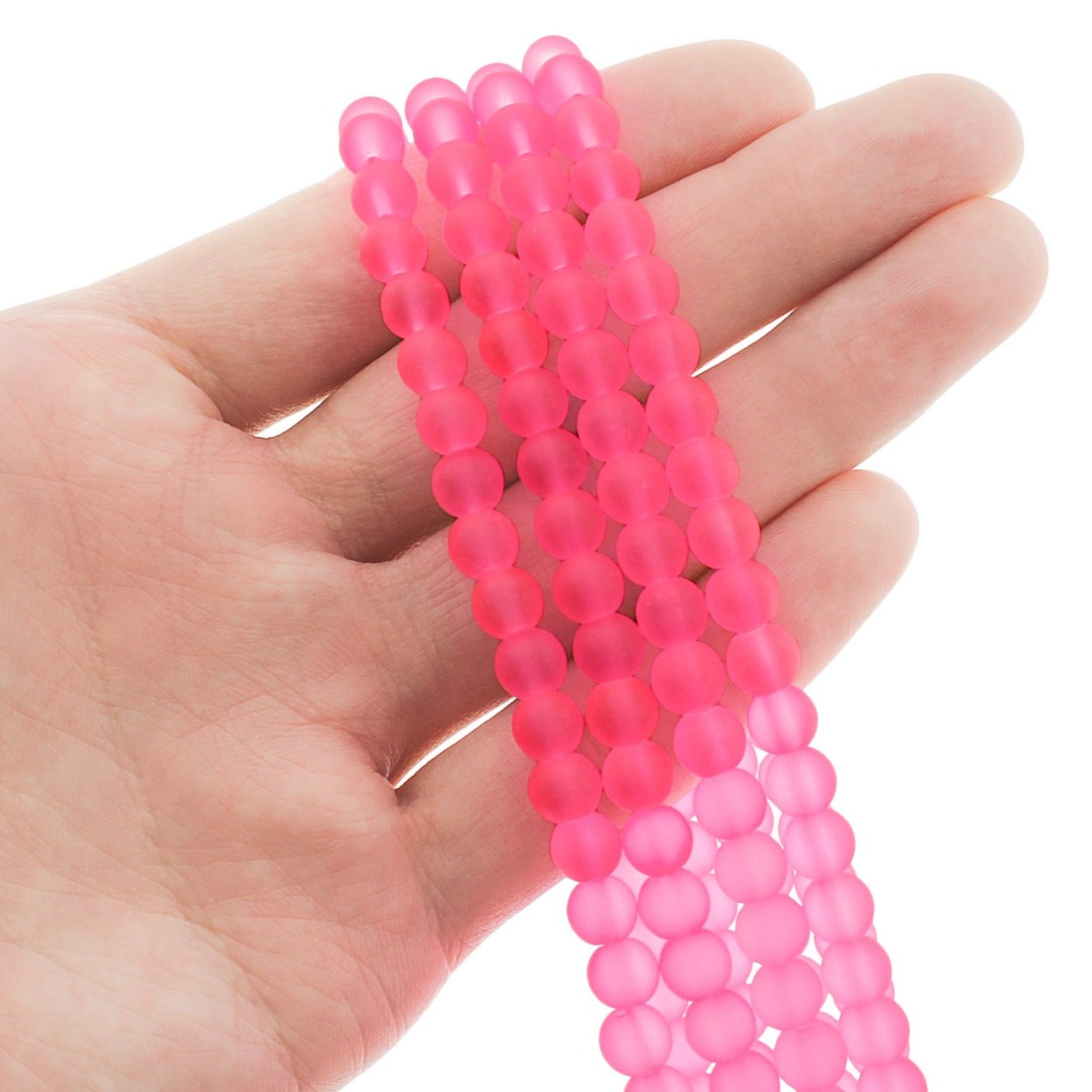 Round Glass Beads - 6mm - Frosted - 1 Strand 140 Beads - Choose Your Color!