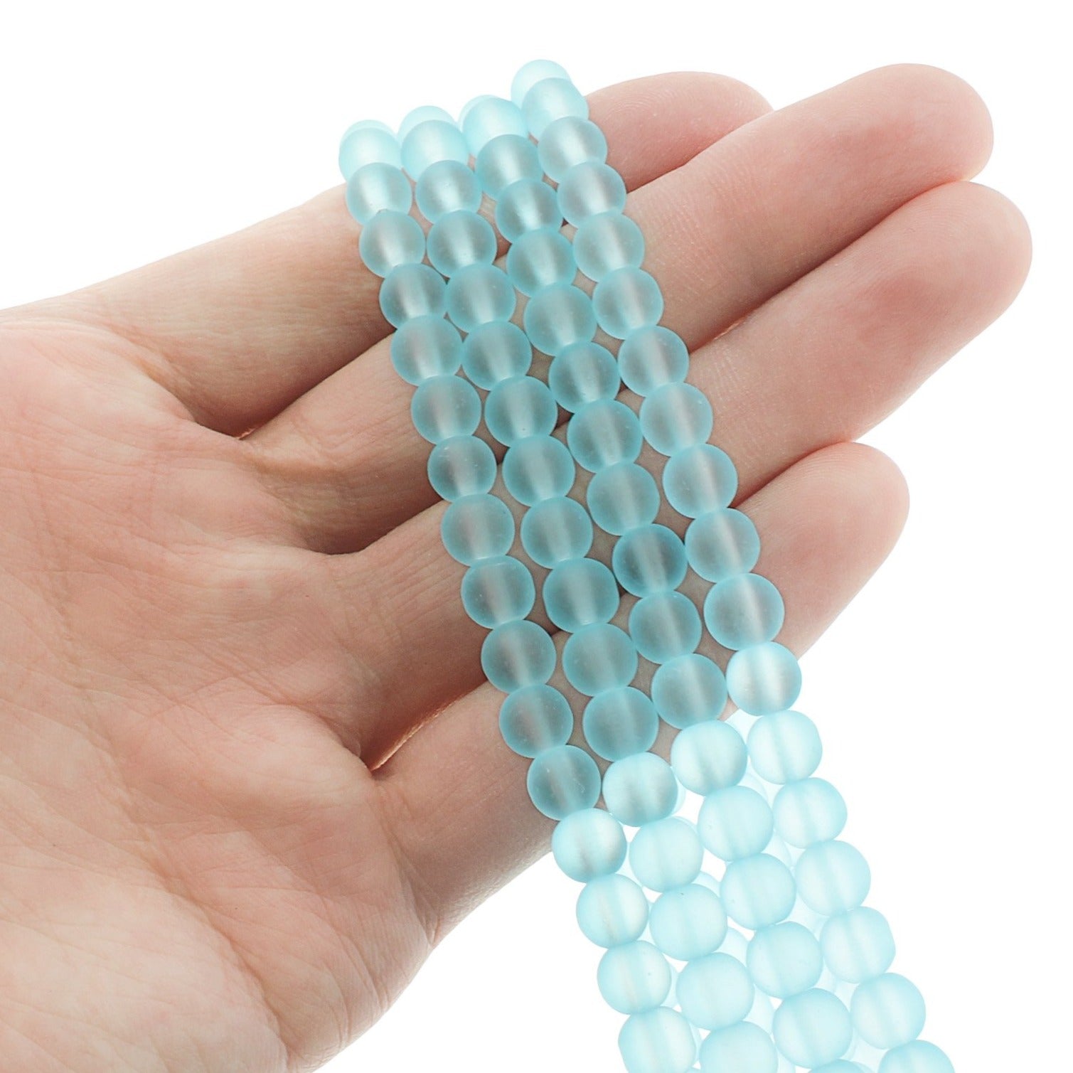 Round Glass Beads - 6mm - Frosted - 1 Strand 140 Beads - Choose Your Color!