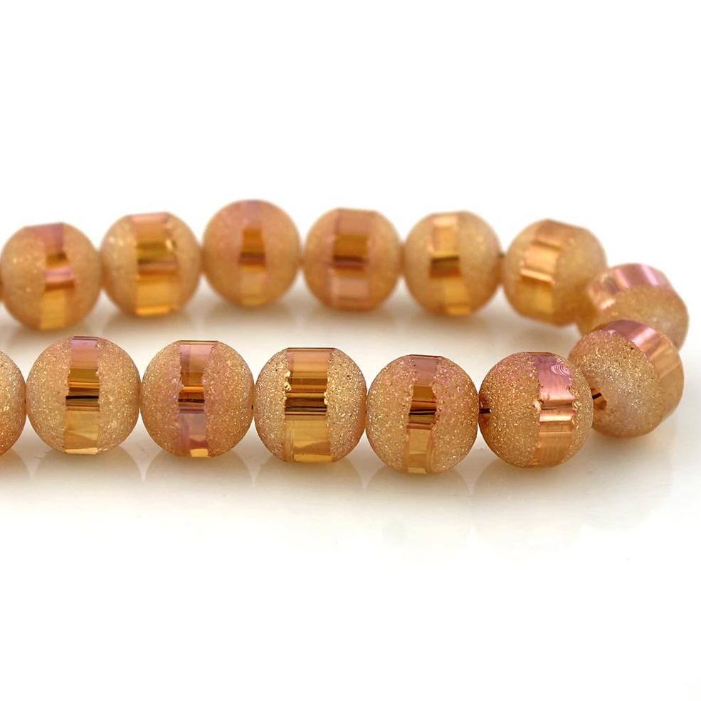 Round Glass Beads - 8mm - Frosted Electroplated - 1 Strand 72 Beads - Choose Your Color!