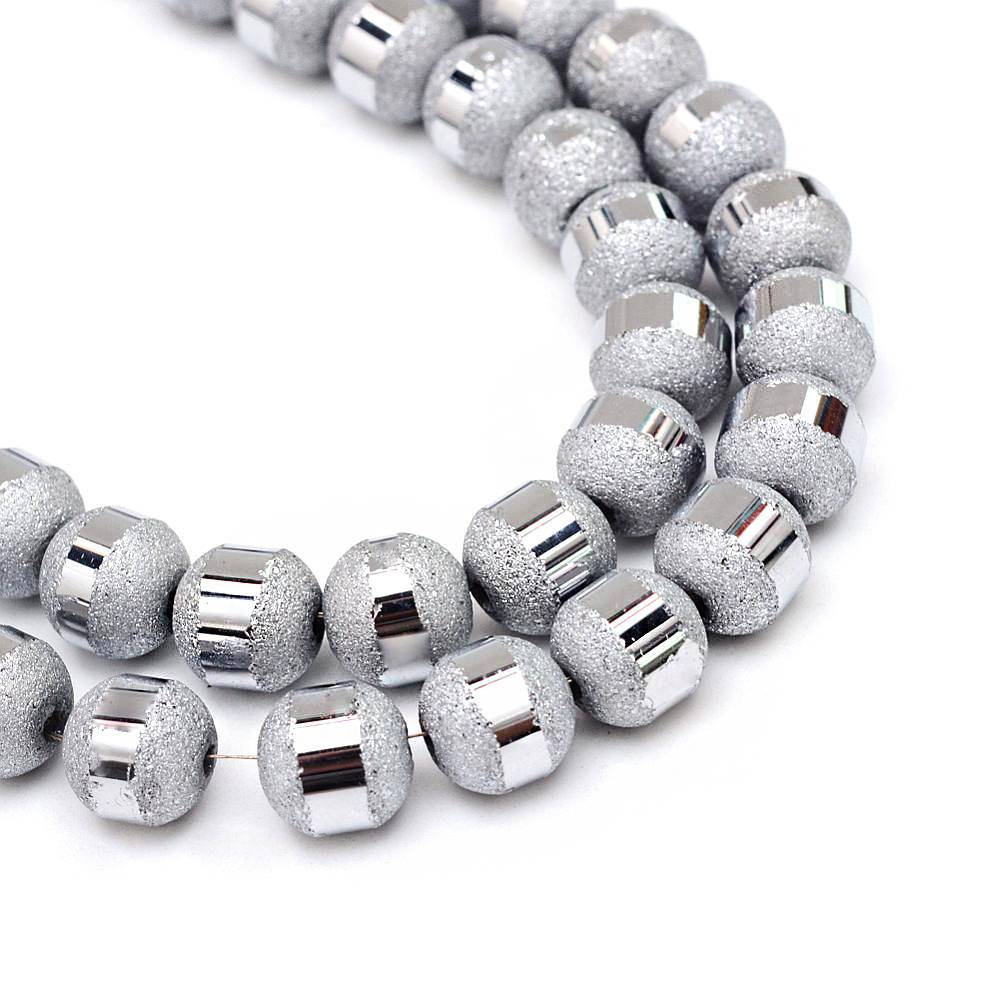 Round Glass Beads - 8mm - Frosted Electroplated - 1 Strand 72 Beads - Choose Your Color!
