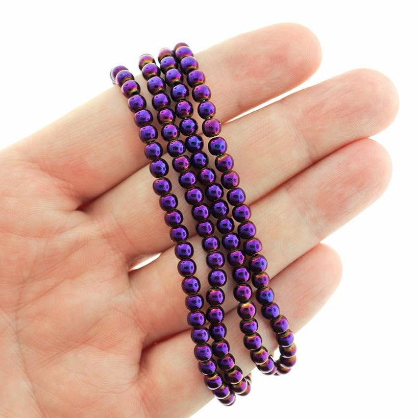 Round Hematite Beads - 4mm - 1 Strand 100 Beads - Choose Your Color!