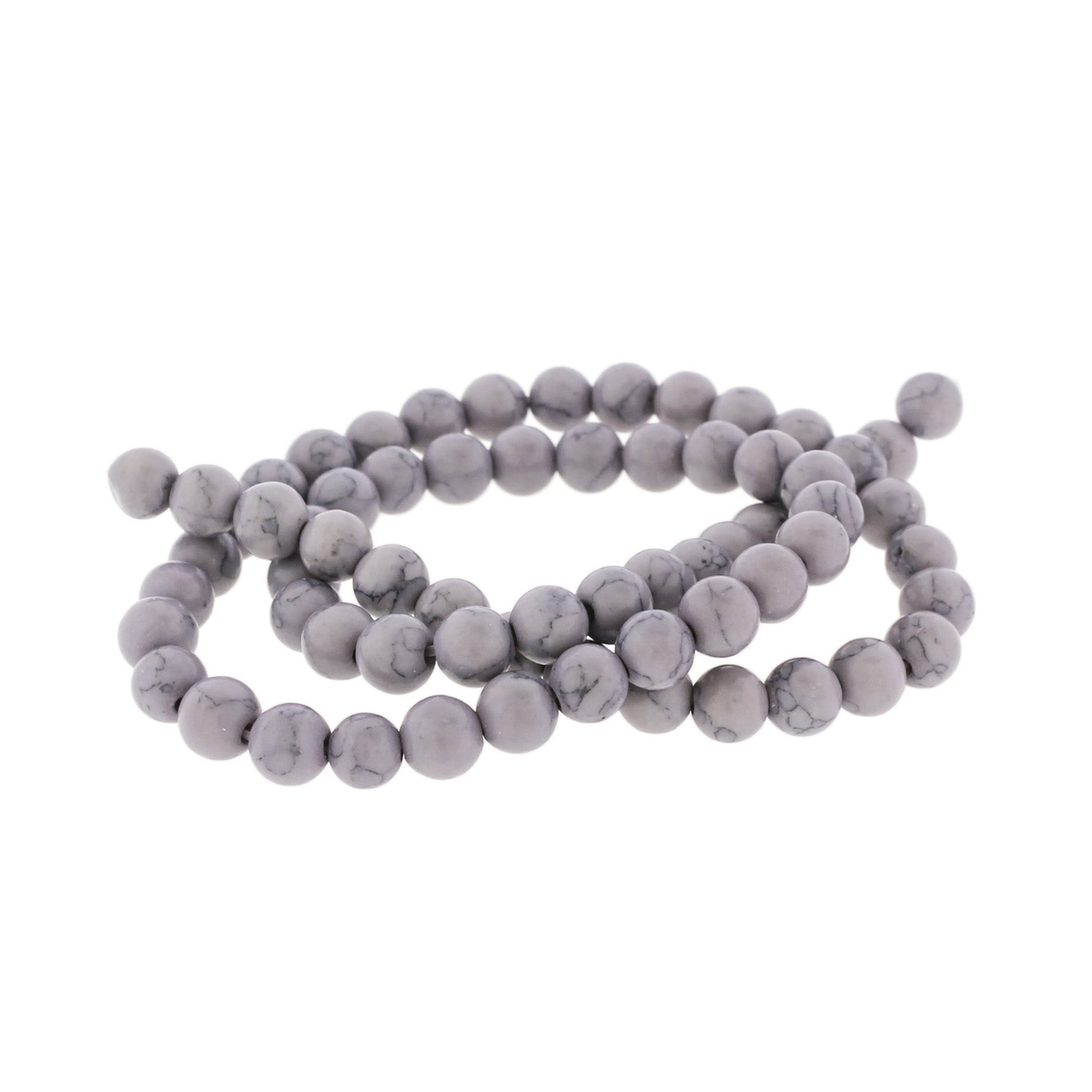 Round Imitation Gemstone Beads - Purple and Grey Veins - 1 Strand 67 Beads - Choose Your Size!