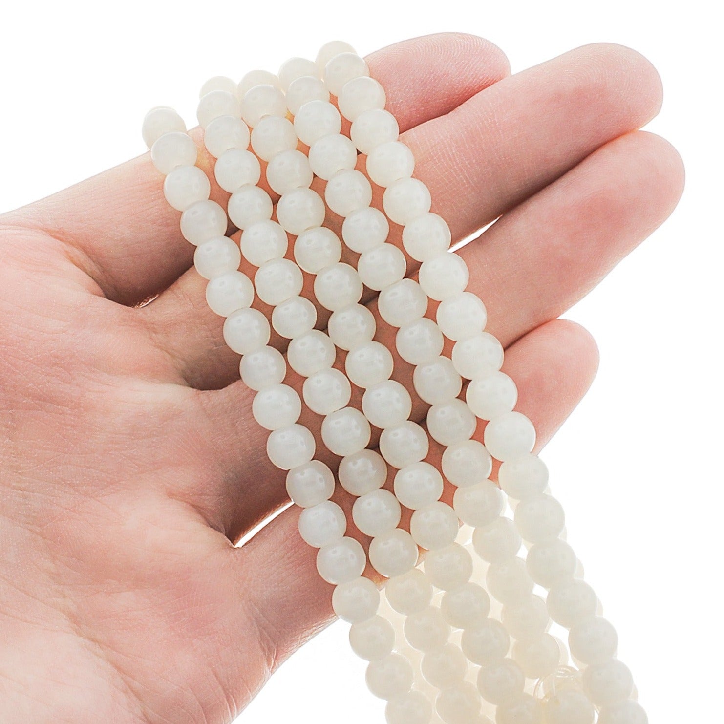 Round Imitation Jade Beads - 6.5mm - 1 Strand 145 Beads - Choose Your Color!