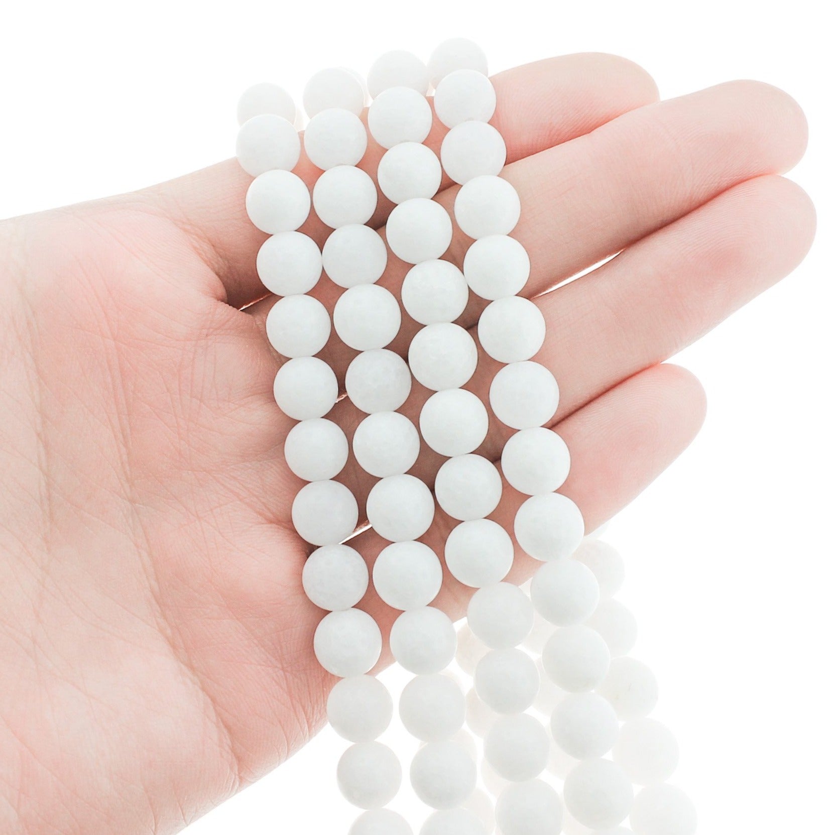 Round Malaysian Jade Beads - White - 1 Strand - Choose Your Size!